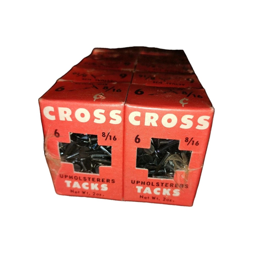 Vintage‎ 1961 Cross Upholsterers Tacks blued Cut Tacks #6 set of 10 pack 8/16
